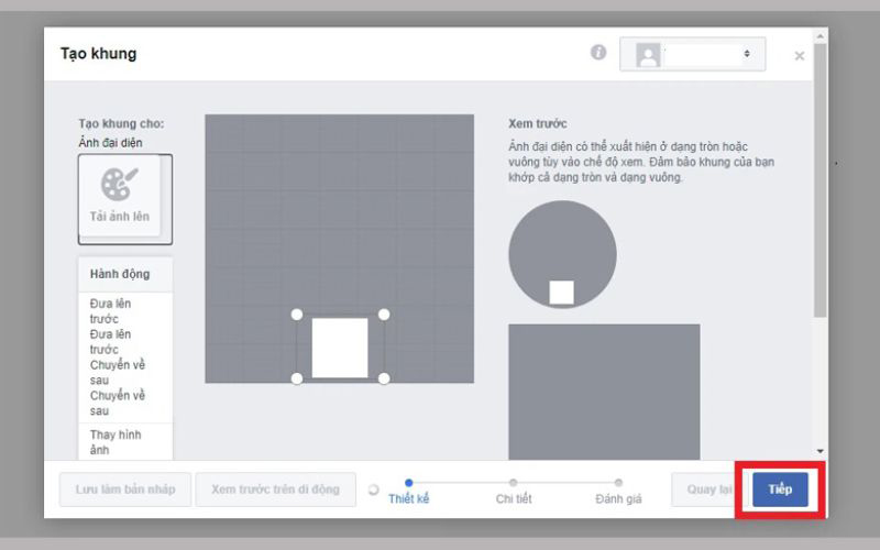 Phần tạo khung cho avatar Facebook